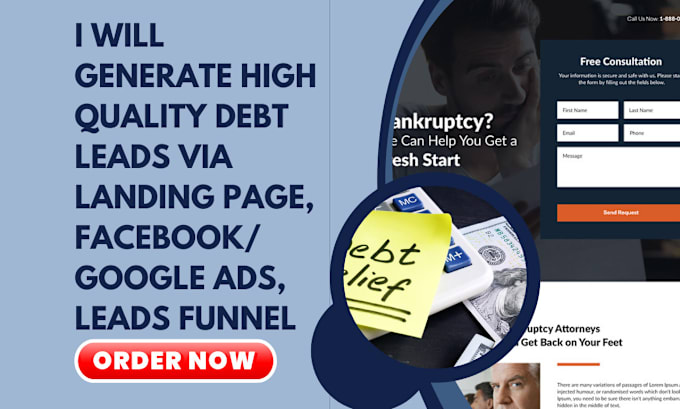 Gig Preview - Generate a high quality debt settlement leads via landing page facebook ads