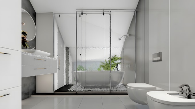 Gig Preview - Design modern bathroom and render