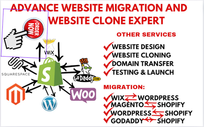 Gig Preview - Backup website wix to wordpress magento godaddy to shopify website migration