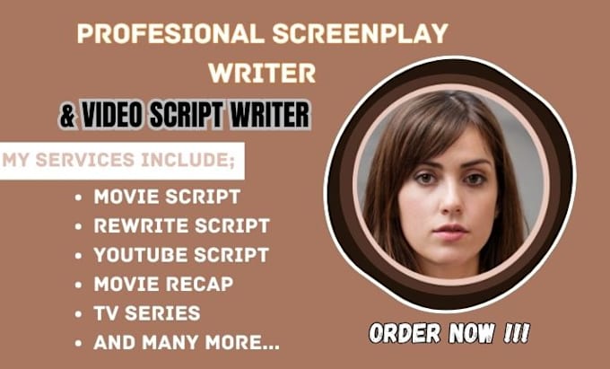 Gig Preview - Be your video scriptwriter, youtube script, movie script, screenplay, tv series