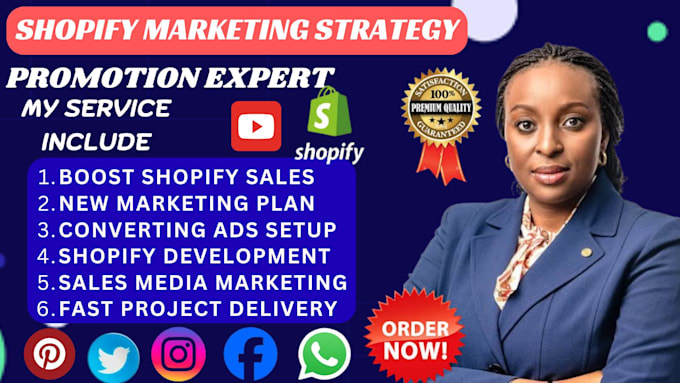 Gig Preview - Do complete shopify marketing to increase shopify sales, shopify promotion