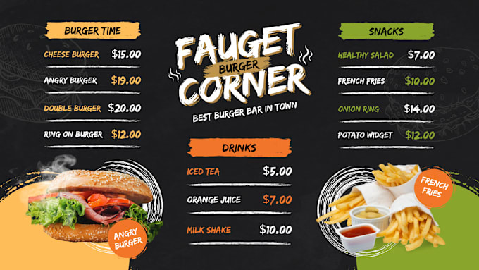 Gig Preview - Create unique food menu designs that attract customers