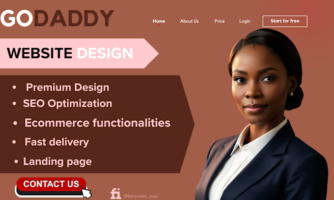 Gig Preview - Redeign or design a professional and responsive godaddy website, godaddy website