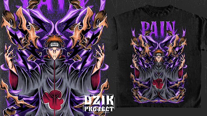 Gig Preview - Naruto anime character illustration design for tshirt