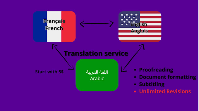 Gig Preview - Translate between english , french and arabic