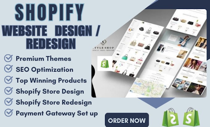 Gig Preview - Redesign or design shopify website shopify store design shopify website redesign