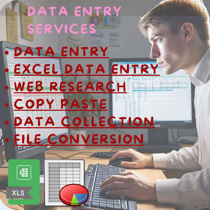 Gig Preview - Do excal data entry, coppy paste ,pdf to excal and typing