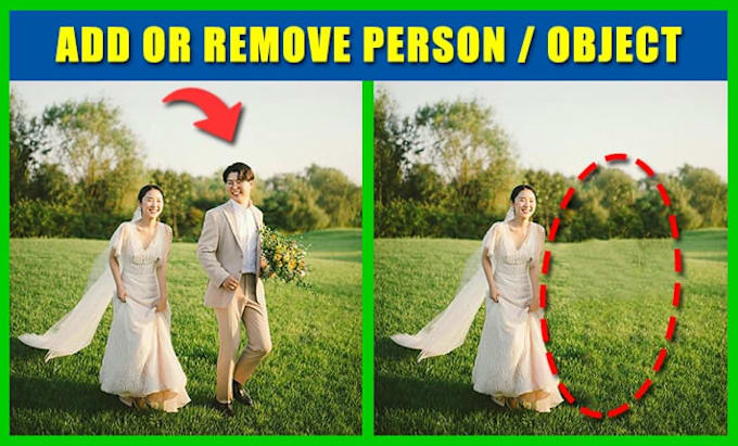 Gig Preview - Add or remove person, object or background using photoshop