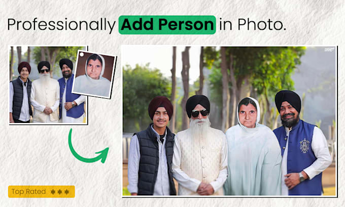 Gig Preview - Professinally add person to your photo, add people to photo