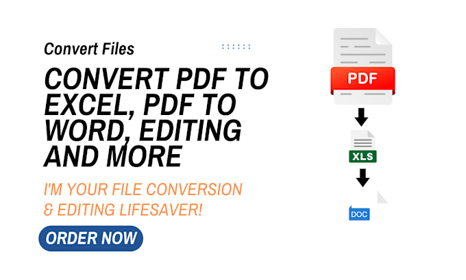 Gig Preview - Convert PDF to excel, PDF to word, and more