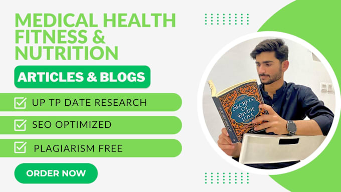 Gig Preview - Write SEO optimized health, fitness, and medical articles or blog post