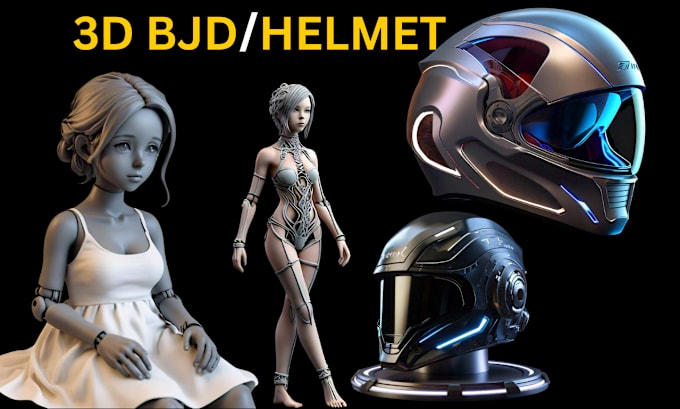 Gig Preview - Create 3d bjd character, 3d cosplay helmet for 3d printing, amour model