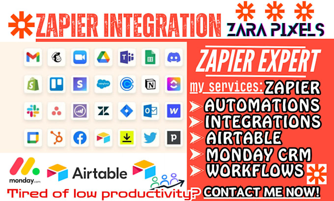 Gig Preview - Setup monday CRM, airtable, zapier integration,zapier automation, zapier expert