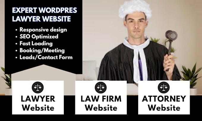 Gig Preview - Build seo lawyer website attorney website law firm legal website notary website