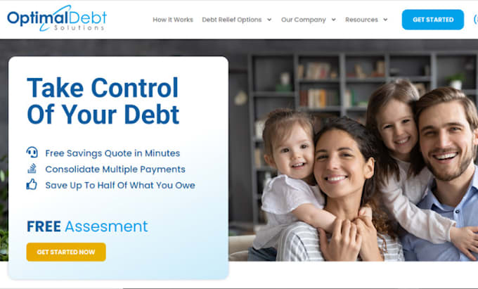 Gig Preview - Design debt relief website debt settlement website to generate debt relief leads