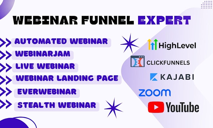 Gig Preview - Design a webinar funnel, integration, webinarjam everwebinar, clickfunnels page