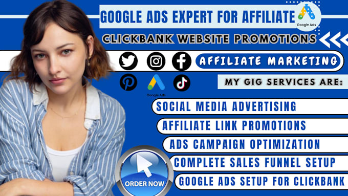 Gig Preview - Setup google ads for clikcbank affiliate marketing, affiliate sales funnel