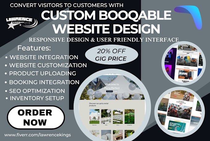 Gig Preview - Booqable rental website design, online booking website, booqable rental srvices