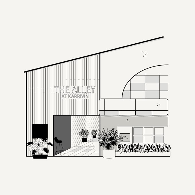 Gig Preview - Do store front minimalist illustration