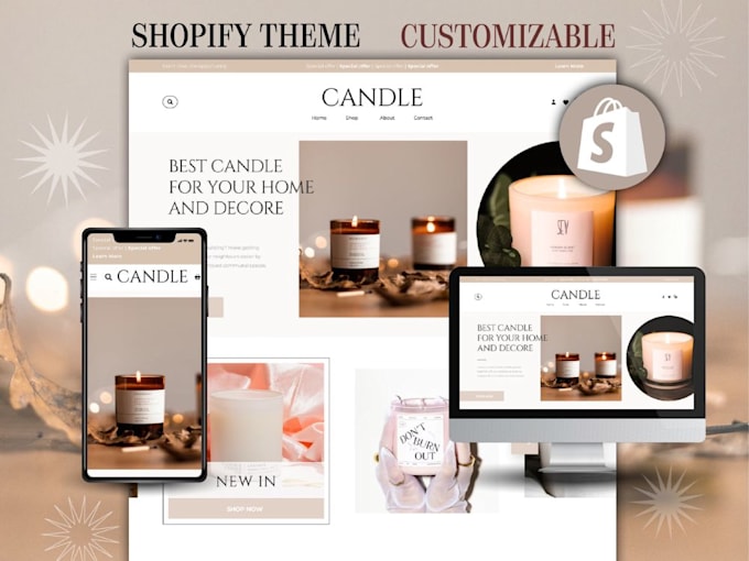 Gig Preview - Design candle shopify store with pagefly, shopify candle website, candle store