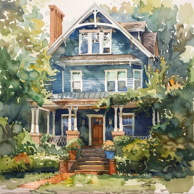 Gig Preview - Do your house portrait with watercolor style