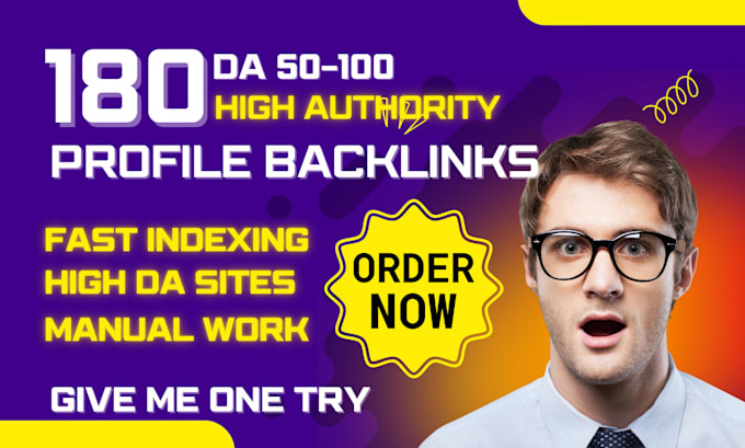 Gig Preview - Do 180 high authority seo profile backlinks for quality link building service