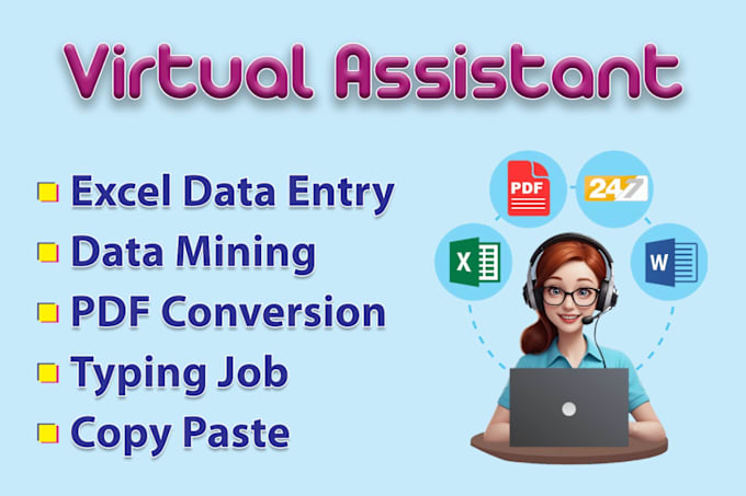 Gig Preview - Be your virtual assistant for excel data entry,data mining,copy paste