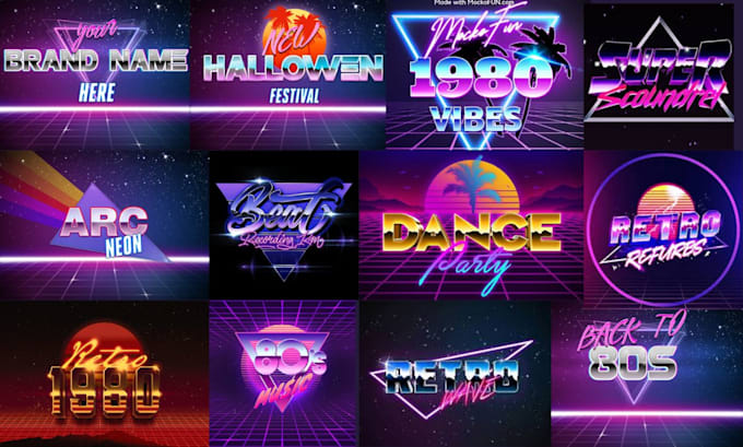 Bestseller - make 80s retro style neon effects, 3d retro vintage futuristic logo design