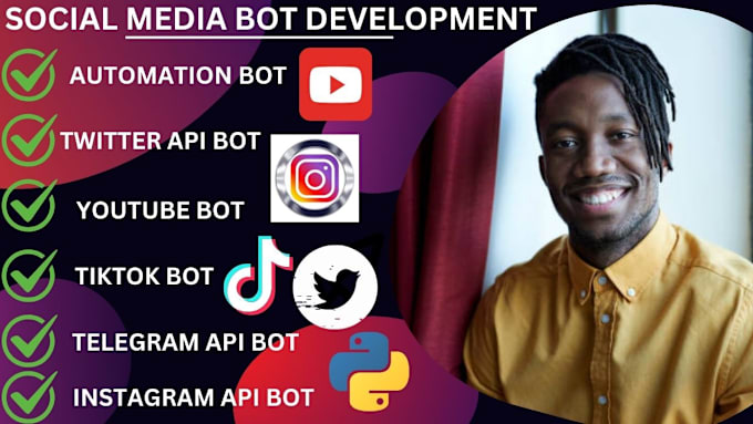 Gig Preview - Create automated tiktok bot, live streaming bot, instagram api bot, youtube bot