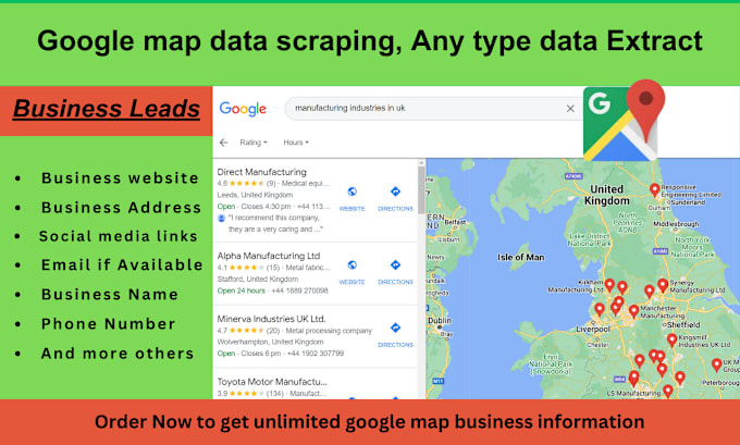 Gig Preview - Google maps scraping, b2b active lead