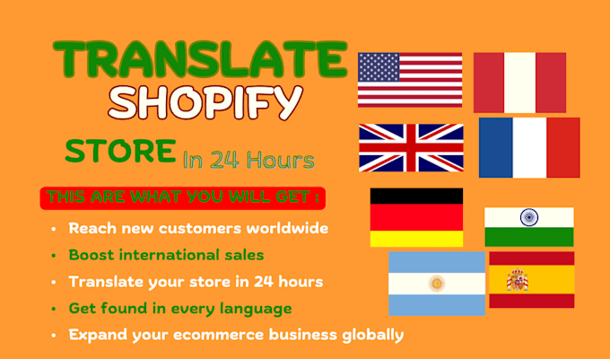 Gig Preview - Do manual shopify, woocommerce store translation in english to french,spanish