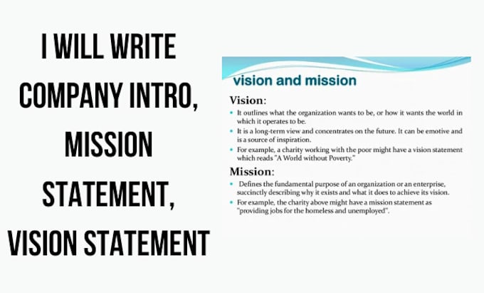 Gig Preview - Write your company introduction, mission statement, and vision statement