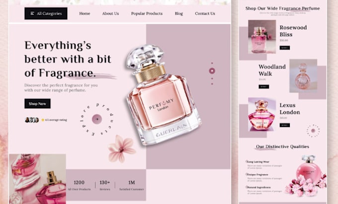 Gig Preview - Do shopify perfume website, perfume website, skincare website perfume store