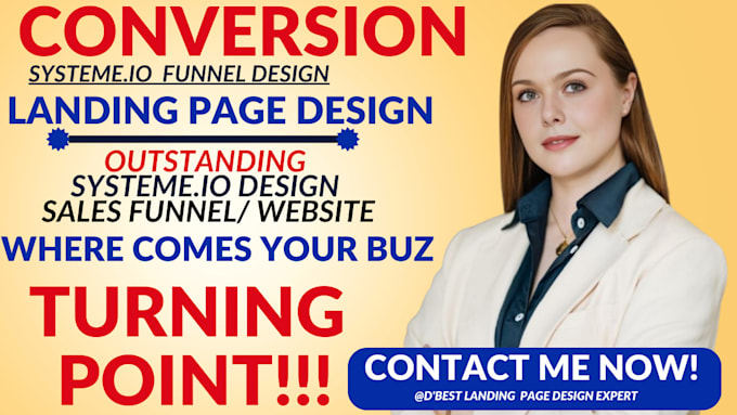 Gig Preview - Build conversion sales systeme io sales funnel, systeme io landing page website