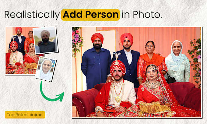 Gig Preview - Realistically add person to your photo, add people to photo