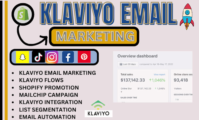 Gig Preview - Do klaviyo email flows, newsletter, mailchimp, pop up form to generate more list