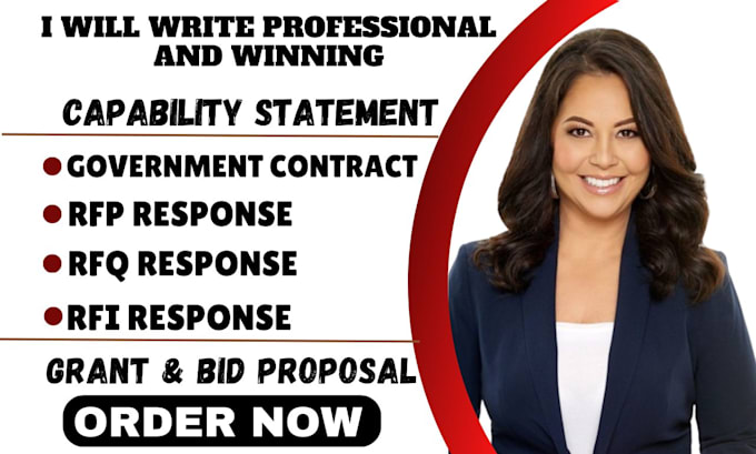 Gig Preview - Do rfp rfq grants bid proposal writing government contract capability statement