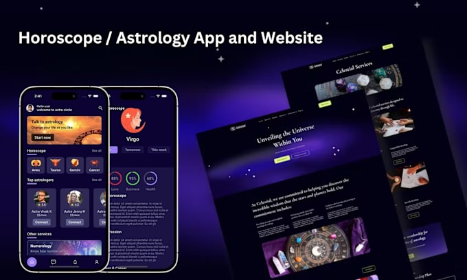 Gig Preview - Develop a horoscope, astrology app and website like astromatrix