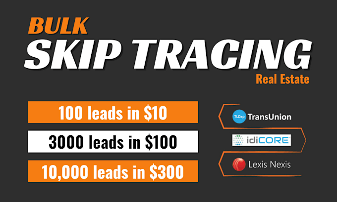 Gig Preview - Do bulk skip tracing and real estate llc lead generation