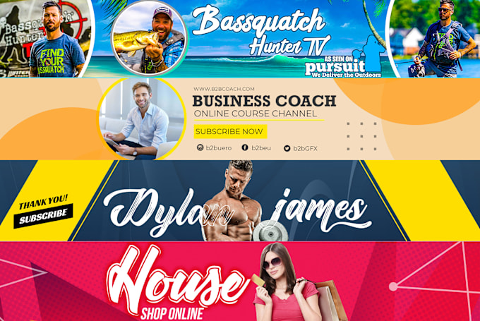 Gig Preview - Design an eye catching youtube banner and logo