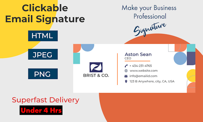 Gig Preview - Design professional HTML email signature for gmail, outlook, and many more