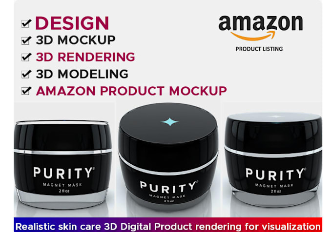 Gig Preview - Model 8k photorealistic quality rendering 3d product design, cosmetic for amazon