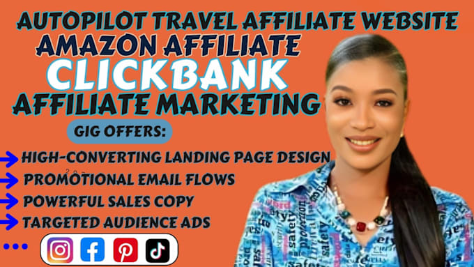 Gig Preview - Do autopilot travel affiliate website  clickbank affiliate marketing salesfunnel