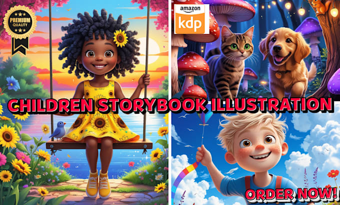 Gig Preview - Illustrate children story book illustration, children story, book illustration