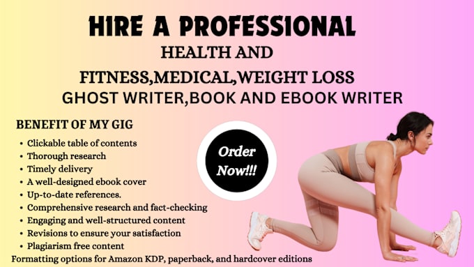 Gig Preview - Write health and fitness, weight loss ebook, diets and ebook writer