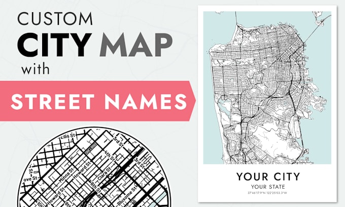 Gig Preview - Do a city map with street names, any city