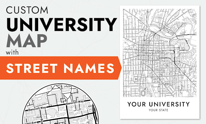 Gig Preview - Do a campus map for any university, college, high school with street names