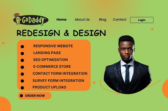 Gig Preview - Godaddy website redesign godaddy design goddady website design godaddy website