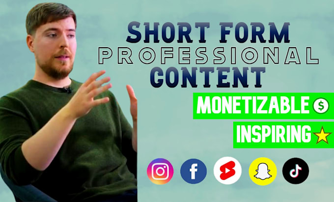 Gig Preview - Create monetizable and inspiring short form content