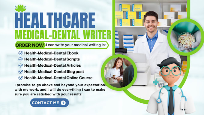 Gig Preview - Do medical writing, research, dental writing, nursing, health, ebook writer